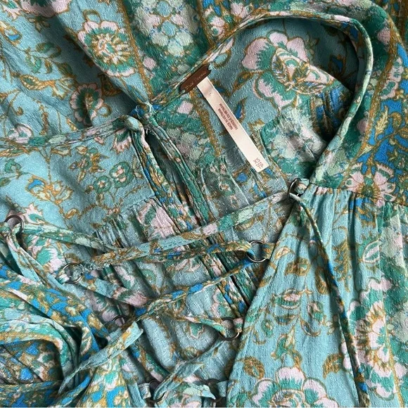 FREE PEOPLE HANALEI BAY LACE UP TIERED OVERSIZED TIERED FLORAL MAXI DRESS XS - Picture 16 of 16